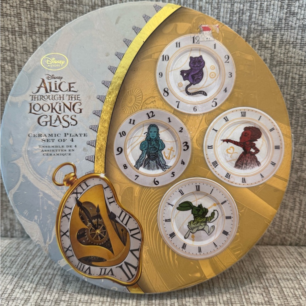 DISNEY Alice Through the Looking Glass Ceramic Plate Set of 4 NEW